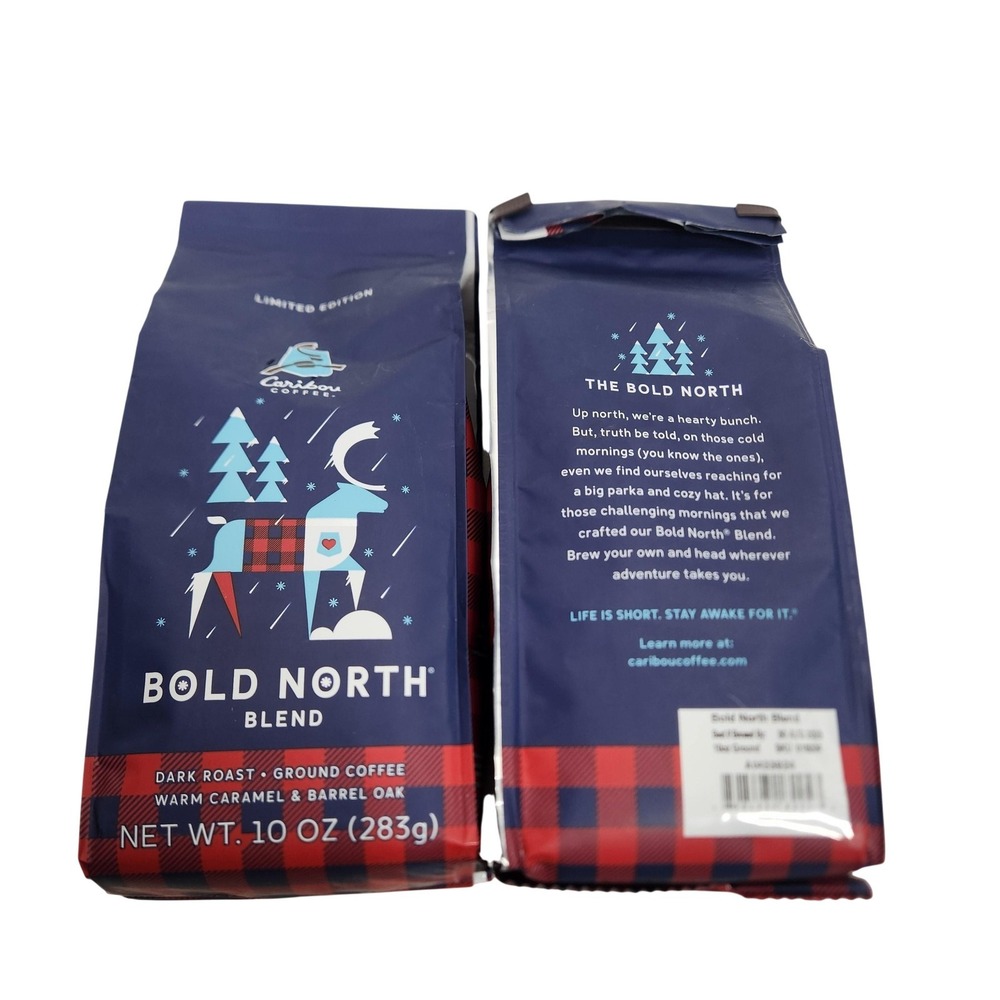Lot 2 Caribou Coffee Bold North Blend Dark Roast Ground 10oz Caramel Exp 2025